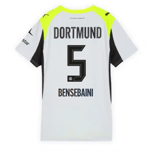 Stroje piłkarskie Borussia Dortmund Ramy Bensebaini #5 Koszulka Wyjazdowej dla damskie 2025-26 Krótki Rękaw